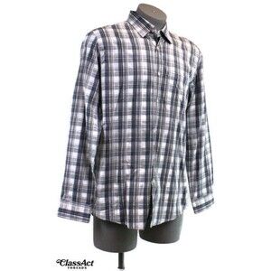 Joseph Abboud Shirt Mens Gray Plaid Cotton Long Sleeve Sz L